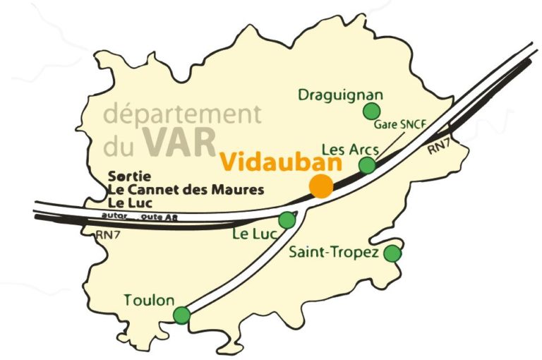 Plan d'accès  Vacance à Vidauban  Provence Aventure Vidauban